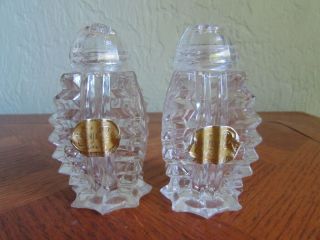 Vintage Bohemian Glass Salt & Pepper Shakers W/glass Tops