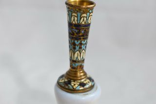 Antique French Porcelain Champleve Bronze Bud Vase,  Signed 5