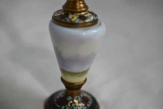 Antique French Porcelain Champleve Bronze Bud Vase,  Signed 6