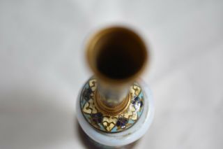 Antique French Porcelain Champleve Bronze Bud Vase,  Signed 8