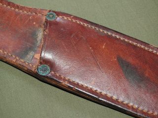 US Army USMC Marine WW2 MURPHY COMBAT FIGHTING KNIFE LEATHER SCABBARD Vtg Sheath 3