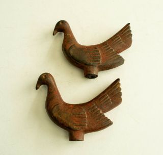 Antique Cast Iron Threaded Doves Probably Dating From Late 1800 