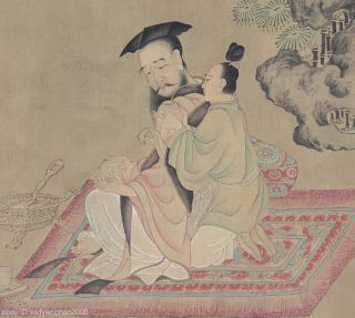 Chinese old scroll painting Scholars and their attendants aside Tang dynasty 3