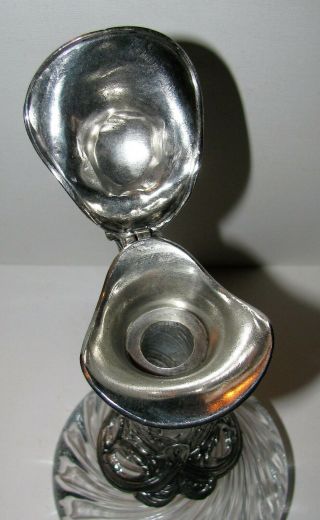 Vintage Crystal Ewer Carafe Silver Pewter Art Nouveau Casing 8