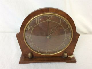Mechanical Mantle Clock In Wooden Mount - J Hamilton - Leeds