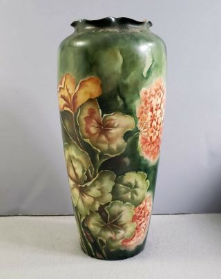 Antique 1900 Rosenthal Hand - Painted Porcelain Vase Bavaria Germany Signed J.  S.  V.
