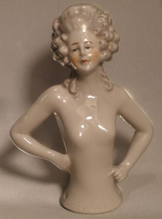 Porcelain Nude Half Doll / Pincushion Doll