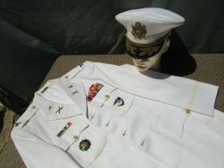 Stunning Wwii Named Us Army Artillery White Full Dress W/ Hat Insignia