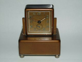 Vintage Early Art Deco Swiss Thorens Musical Alarm Clock 4 Jewels Box