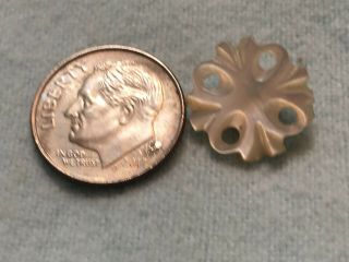 Antique Shell Mother Of Pearl Button Carved Reticulated Metal Shank