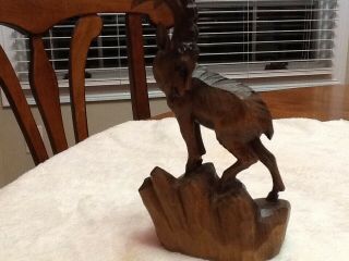 Rare Vintage Bavaria German Oberammergau Hand - Carved Wood Big Horn Sheep