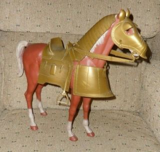 1965 Louis Marx Brown Horse on Wheels with Armor - 13 1/2 inches in height 2