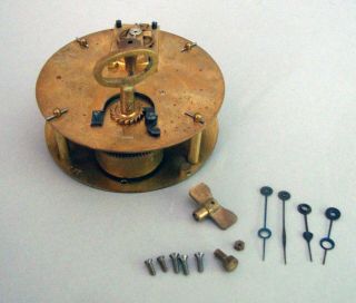Antique Vintage French Brass Clock Movement With Key Parts Spares Repair