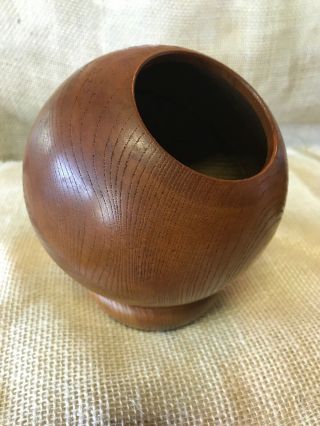 Vintage Enesco Japan Imports Wood Round Ball Shaped Container Snack Bowl