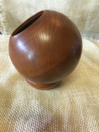 Vintage Enesco Japan Imports Wood Round Ball Shaped Container Snack Bowl 2