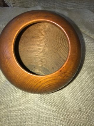 Vintage Enesco Japan Imports Wood Round Ball Shaped Container Snack Bowl 5