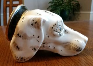 Antique Fox Hunt Hound Head Stirrup Cup Or Wall Pocket Marked Italy 6 " Long