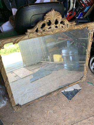 Antique Mid - Century Victorian Glass Mirror - 36” X 28”