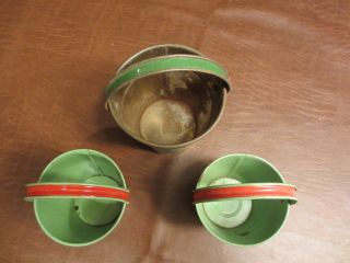 VINTAGE ANTIQUE 1930 50s era KIDS SAND WATER PAIL TOY GROUP OF 3 CHILDS BUCKETS 2