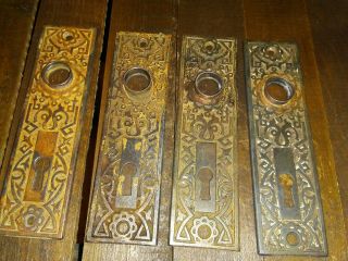 4 Victorian Eastlake Cast Iron Door Knob Plates Ornate Art Nouveau Art Deco 13
