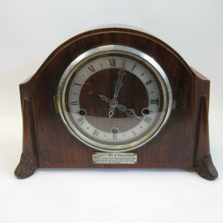 Vintage Art Deco Enfield Wooden Mantle Clock,  Westminster Chime,  Key,  Repairs