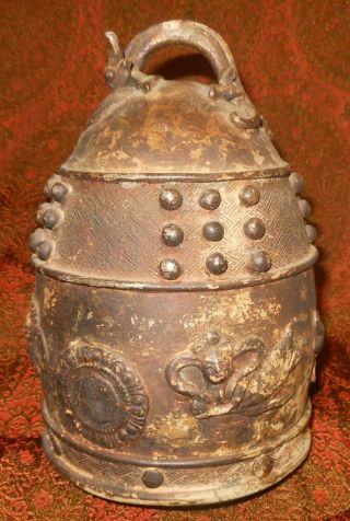 Wonderful Antique Chinese Archaic Style Bronze Temple Bell,  Patina