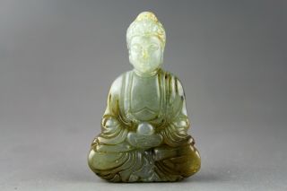 2.  4  China Green Jade Chinese Hand - Carved Jade Buddha Statue Pendant 0159