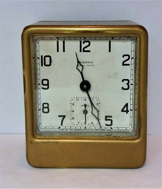 Vintage/antique Ansonia Square Pirate Alarm Clock,  York,  Usa