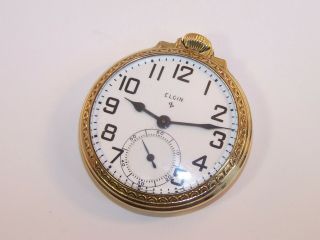 1947 Elgin 16s 17 Jewel 574 10K Rolled Gold Plate RR Case Pocket Watch 2