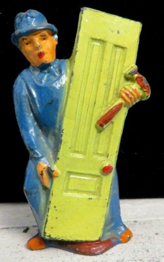 Vintage Manoil Lead Toy Figure Carpenter Carrying Door M - 151