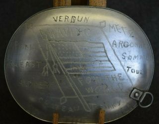 Wwi Mess Kit U.  S 1917 Aluminum Trench Art Damn The Kaiser I Want To Go Home