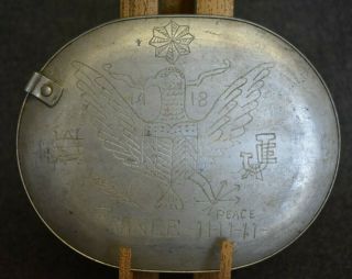 Wwi Mess Kit T.  U.  S.  A 1918 Aluminum Trench Art Berlin Bound Eagle France Peace