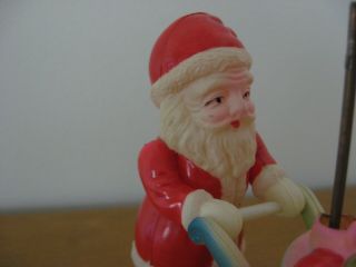 Vtg Wind Up Toy Santa Claus Celluloid Tin Litho Spinning Umbrella Cart of Toys 8