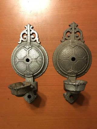Vtg 1920s Pair Puritan Cast Iron Art Deco Wall Sconce Fixtures Unwired