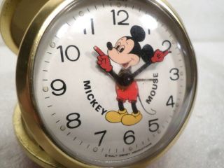 Terrific Mickey Mouse Mechanical Travel Alarm Clock In Flashy Red Travel Case 2