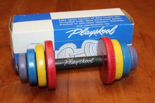 Vintage Playskool No 105 Baby Bar Bell Wooden Toy 1950s Complete