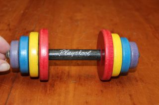 Vintage Playskool No 105 Baby Bar Bell Wooden Toy 1950s Complete 2
