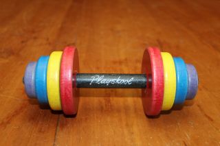 Vintage Playskool No 105 Baby Bar Bell Wooden Toy 1950s Complete 5