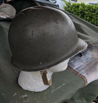 OUTSTANDING WW2 American officer ' s steel combat helmet with liner 4