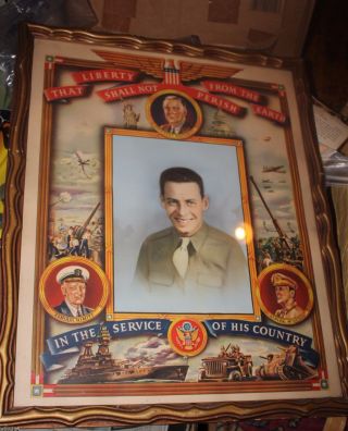 Wwii Us Personalized Large Color Patriotic Photo Poster For Soldier In Frame