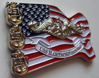 USS Hartford SSN - 768 US Navy submarine CPO Chiefs challenge coin 3