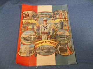 Antique " Our Home Defenders " Wwi Navy Poster James Lee 1918 Vgc