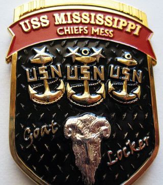 Uss Mississippi Ssn - 782 Us Navy Submarine Chief Petty Officer Challenge Coin Cpo