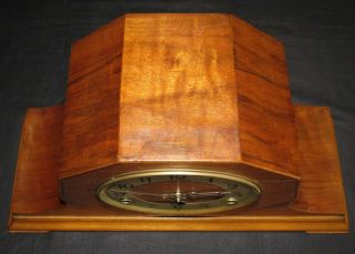 Delightful German Art Deco 1930 ' s Westminster Chiming Mantle Clock.  Junghans? 4