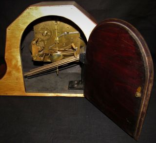 Delightful German Art Deco 1930 ' s Westminster Chiming Mantle Clock.  Junghans? 7