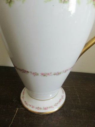 Antique Limoges Elite France Hand Painted Chocolate Pot Pink Roses Flowers Gold 5