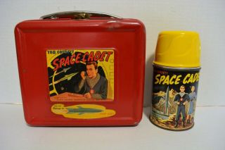 Vintage 1950s Tom Corbett Space Cadet Red Lunchbox With Thermos