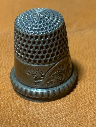Antique Simons Bros Sterling Silver Thimble Scrolls Circa 1890 Size 6