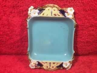 Antique Tray Holdcroft Majolica Lovebirds & Flowers Tray C.  1800 