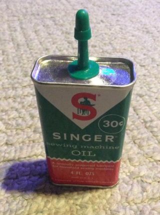Vintage Singer Sewing Machine Tin Oil Can 4 Oz Vintage Advertising Made In Usa